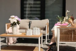 Garten Loungeset Belora – Aluminium Sitzgruppe mit Sofa, 2 Sesseln & Tisch
