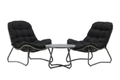 Garten Loungeset Carla – 3-teiliges Set in Anthrazit mit Sesseln & Tisch