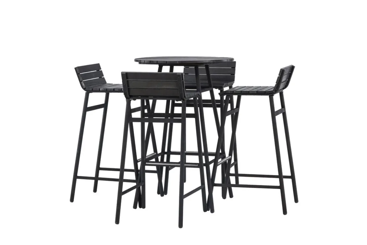 Garten Loungeset Cavina – 5-teiliges Set aus Akazienholz in Schwarz