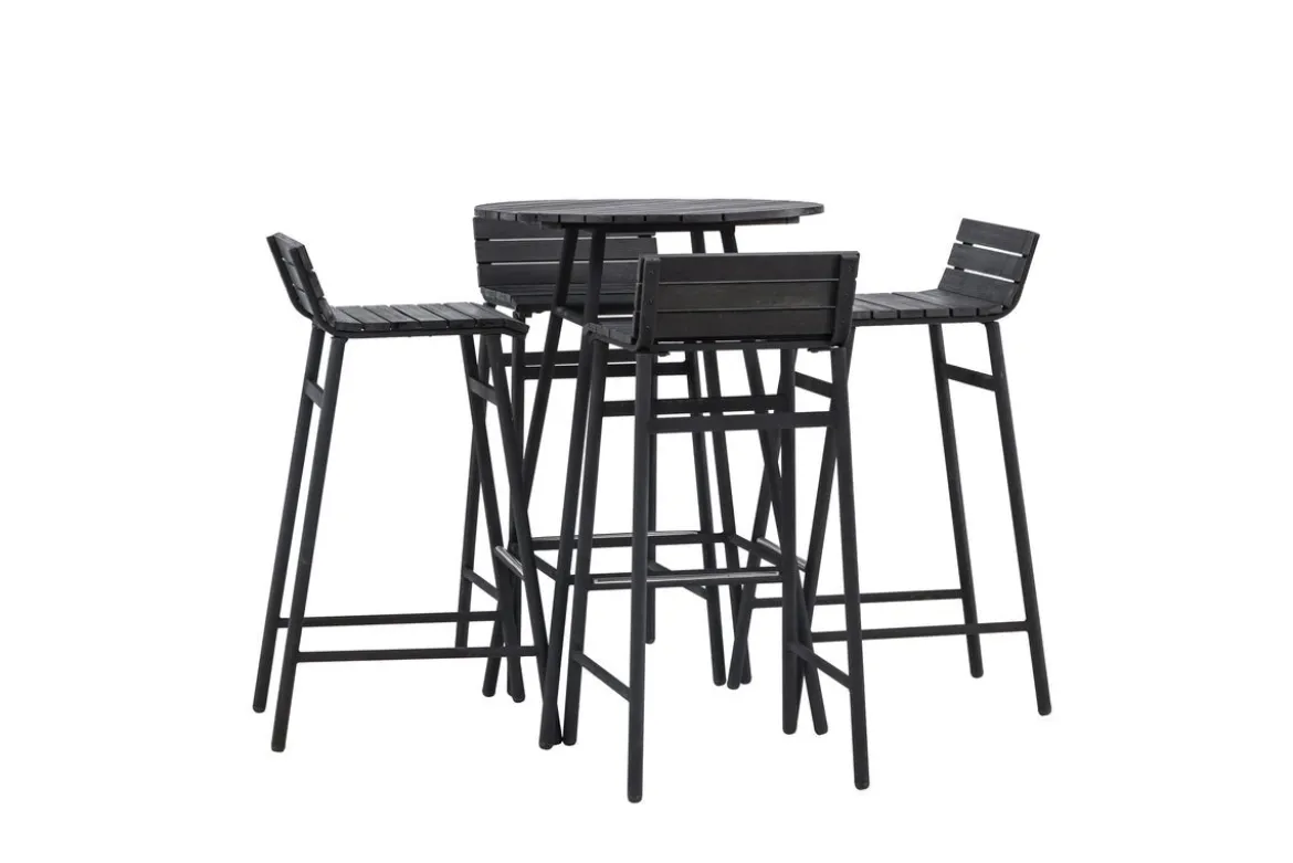 Garten Loungeset Cavina – 5-teiliges Set aus Akazienholz in Schwarz