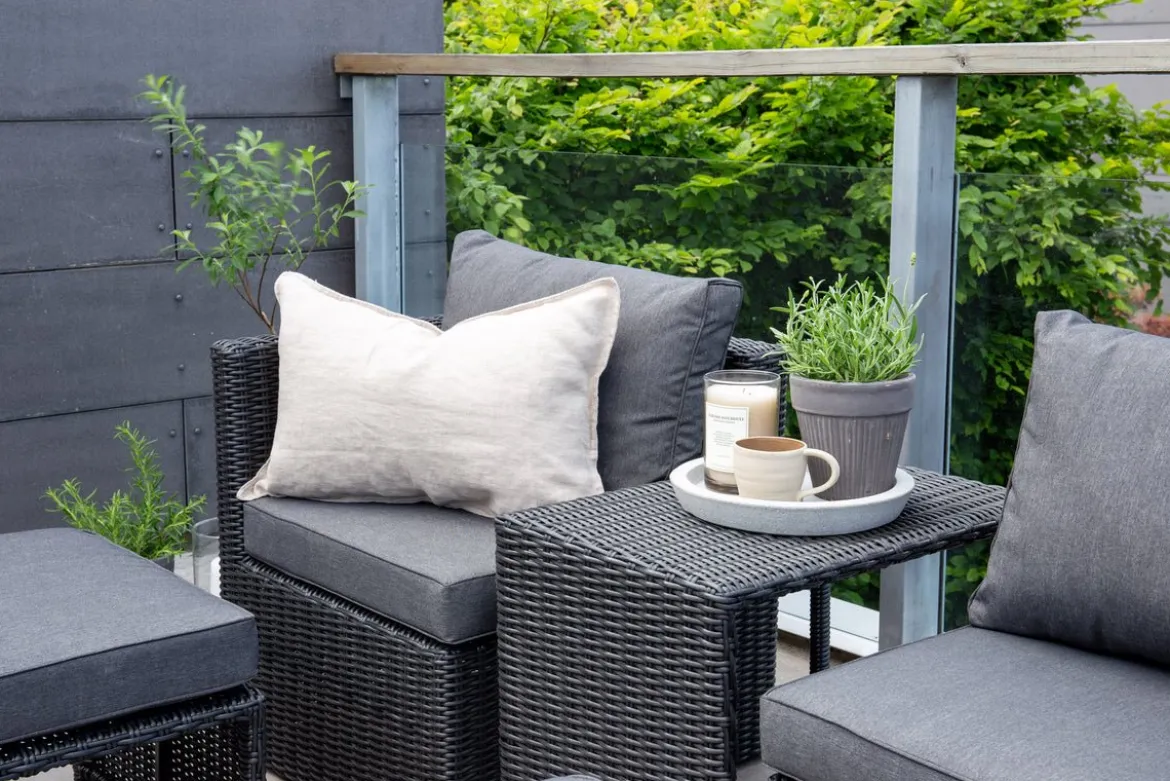 Garten Loungeset Dakar - aus schwarzem Kunstfaser-Rattan