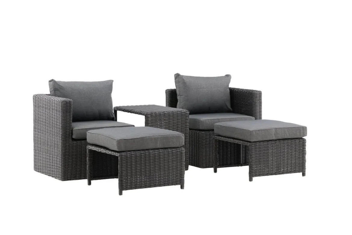 Garten Loungeset Dakar - aus schwarzem Kunstfaser-Rattan