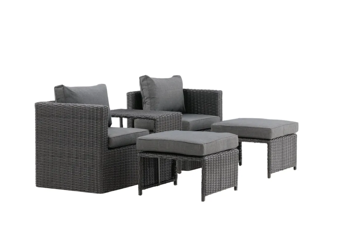 Garten Loungeset Dakar - aus schwarzem Kunstfaser-Rattan