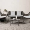 Garten Loungeset David – wetterbeständig mit Sesseln & rundem Glastisch