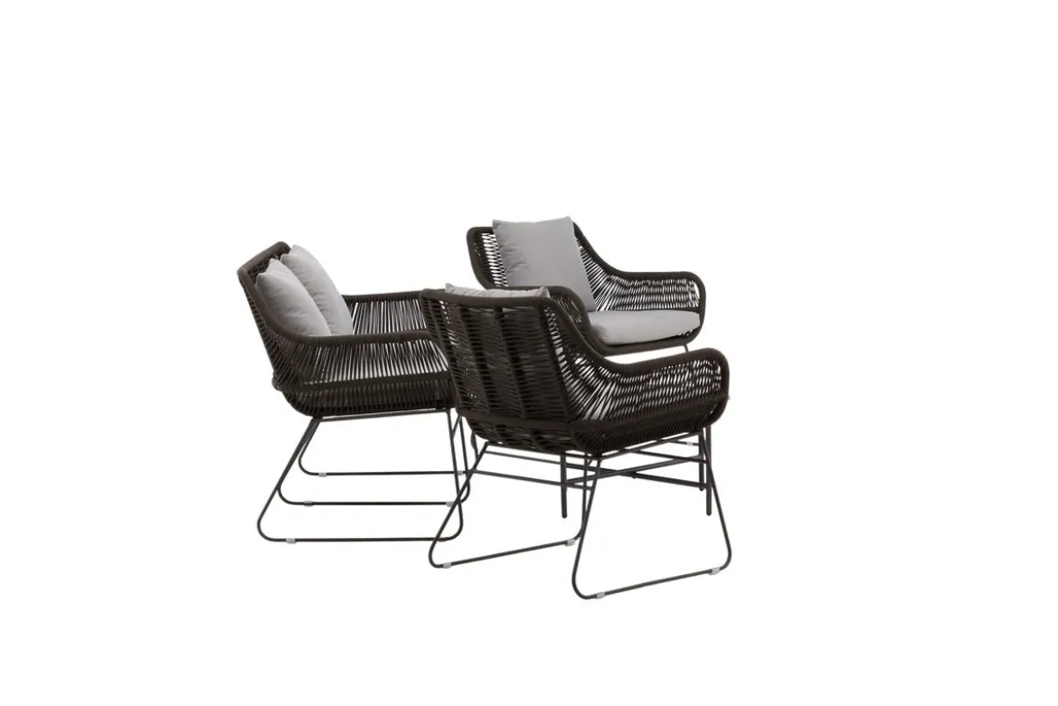 Garten Loungeset David – wetterbeständig mit Sesseln & rundem Glastisch