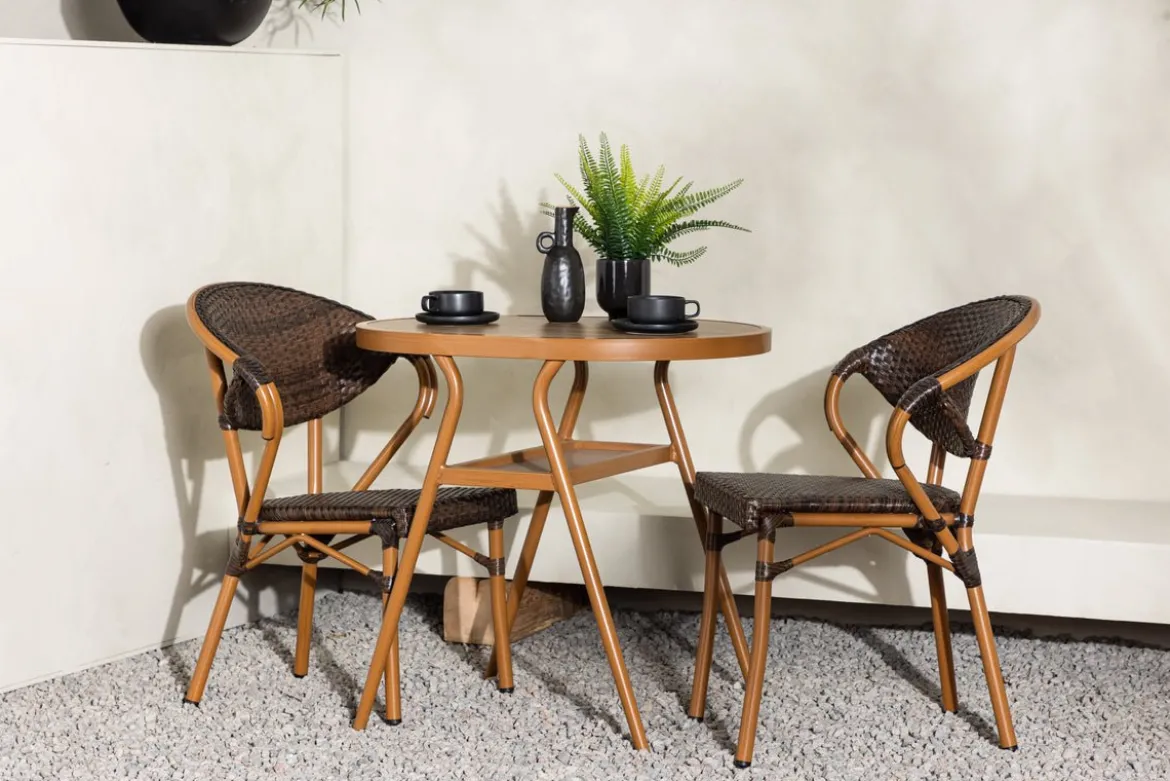 Garten Loungeset Elyon – 3-teiliges Set mit 2 Stühlen & Tisch in Braun