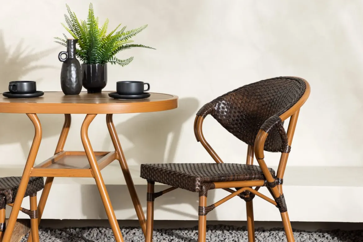 Garten Loungeset Elyon – 3-teiliges Set mit 2 Stühlen & Tisch in Braun