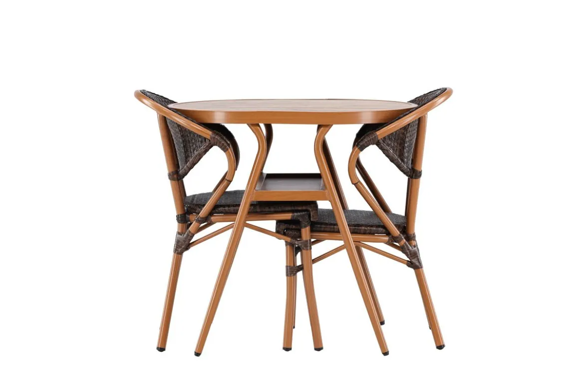 Garten Loungeset Elyon – 3-teiliges Set mit 2 Stühlen & Tisch in Braun