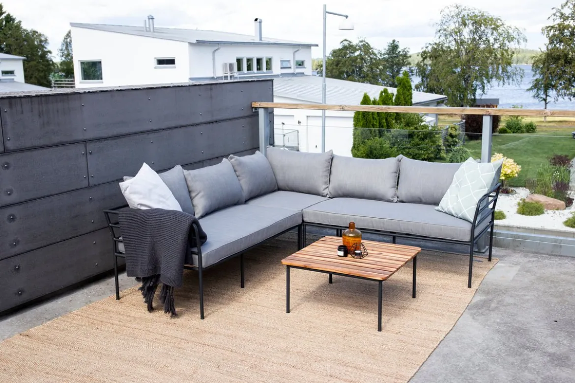 Garten Loungeset Felicita – Ecksofa mit 4 Sitzplätzen und Couchtisch