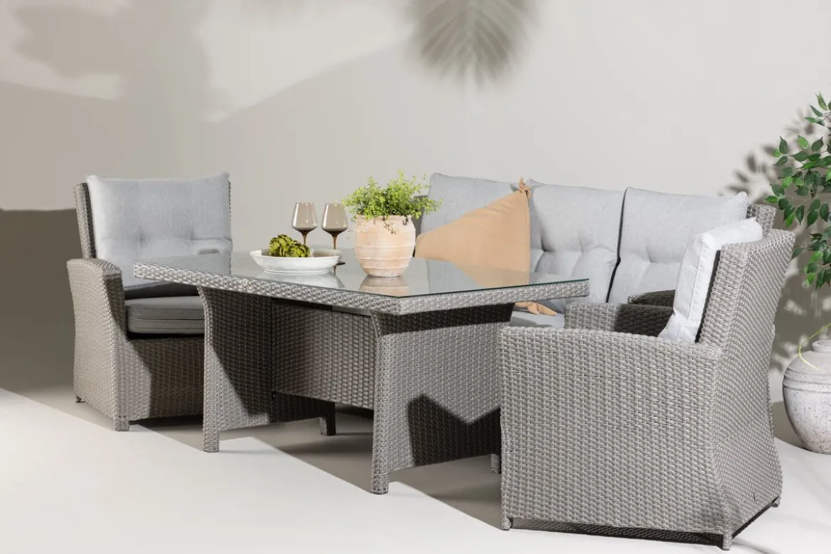Garten Loungeset Henry – mit Glasplatte & Sitzkissen