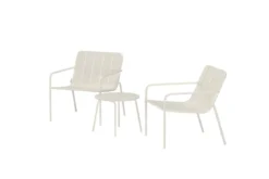 Garten Loungeset Iverna – 3-teiliges Set mit rundem Tisch und Stühlen aus Stahl