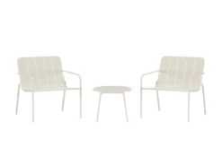 Garten Loungeset Iverna – 3-teiliges Set mit rundem Tisch und Stühlen aus Stahl