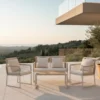 Garten Loungeset Janel – 4-teilig mit Holztisch in Beige
