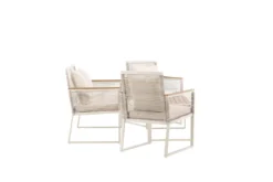 Garten Loungeset Janel – 4-teilig mit Holztisch in Beige
