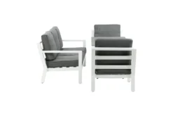 Garten Loungeset Jenni – in Weiß & Grau mit Glasplatte