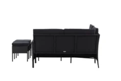 Garten Loungeset Jess – 5-teilig aus schwarzem Kunstrattan mit Glastisch