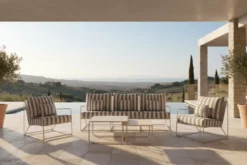 Garten Loungeset Karo – 5-teiliges Set mit beige-gestreiften Kissen