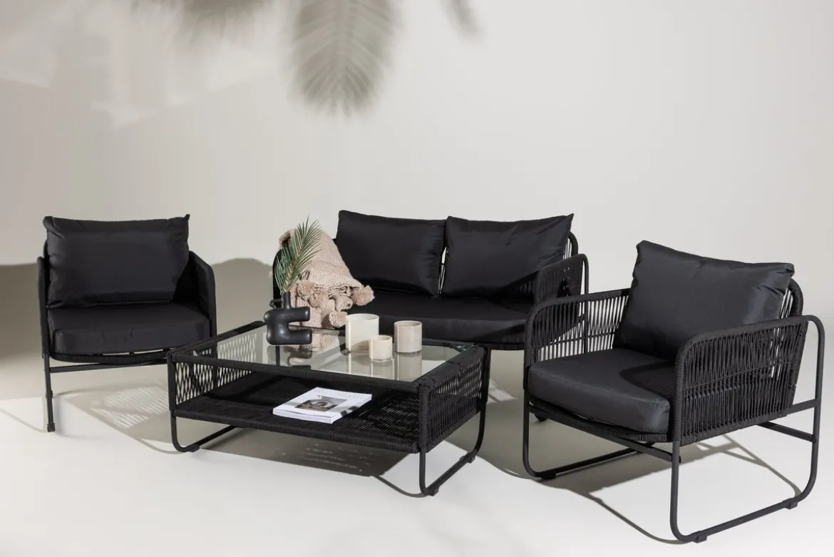 Garten Loungeset Kim - mit Rückenlehne aus Polyesterseil