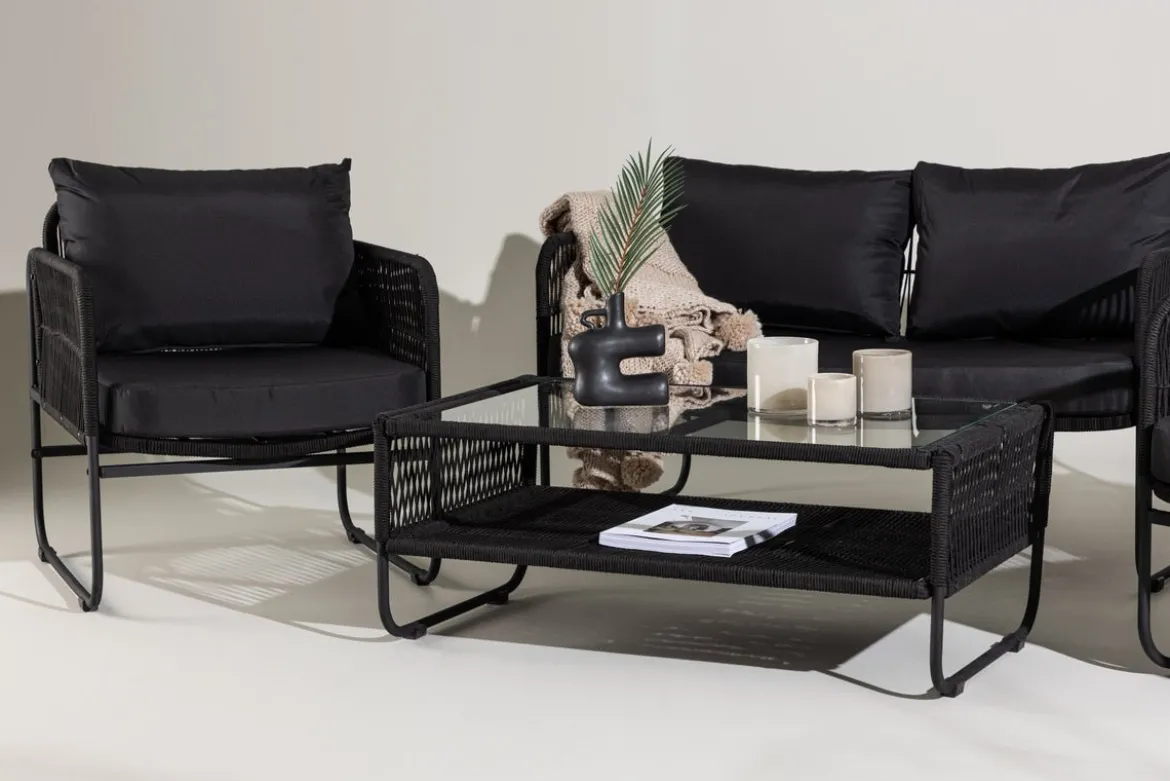 Garten Loungeset Kim - mit Rückenlehne aus Polyesterseil