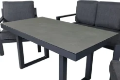 Garten Loungeset Kreta – 4-teiliges Set mit Tisch & dunkelgrauen Kissen