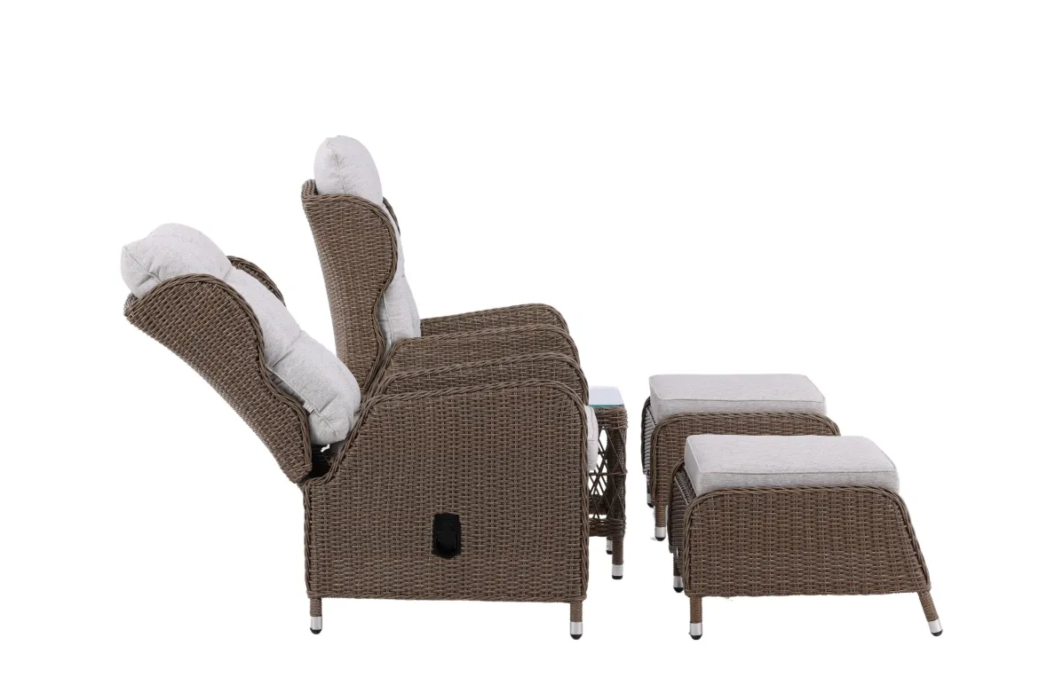Garten Loungeset Lenox - in Natur mit verstellbarer Rückenlehne