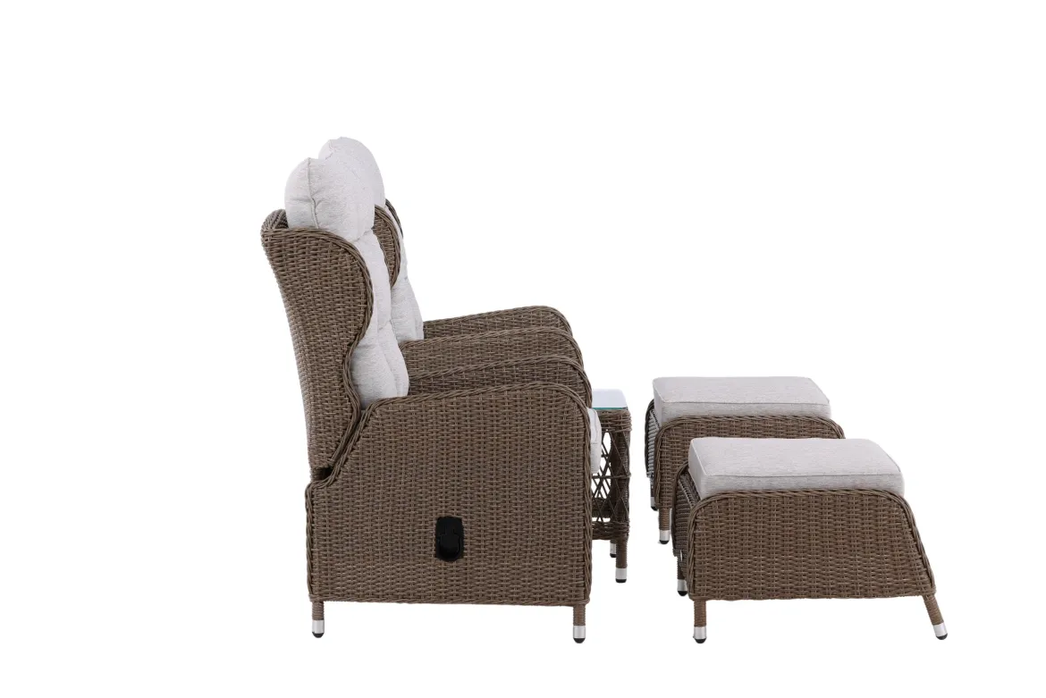 Garten Loungeset Lenox - in Natur mit verstellbarer Rückenlehne