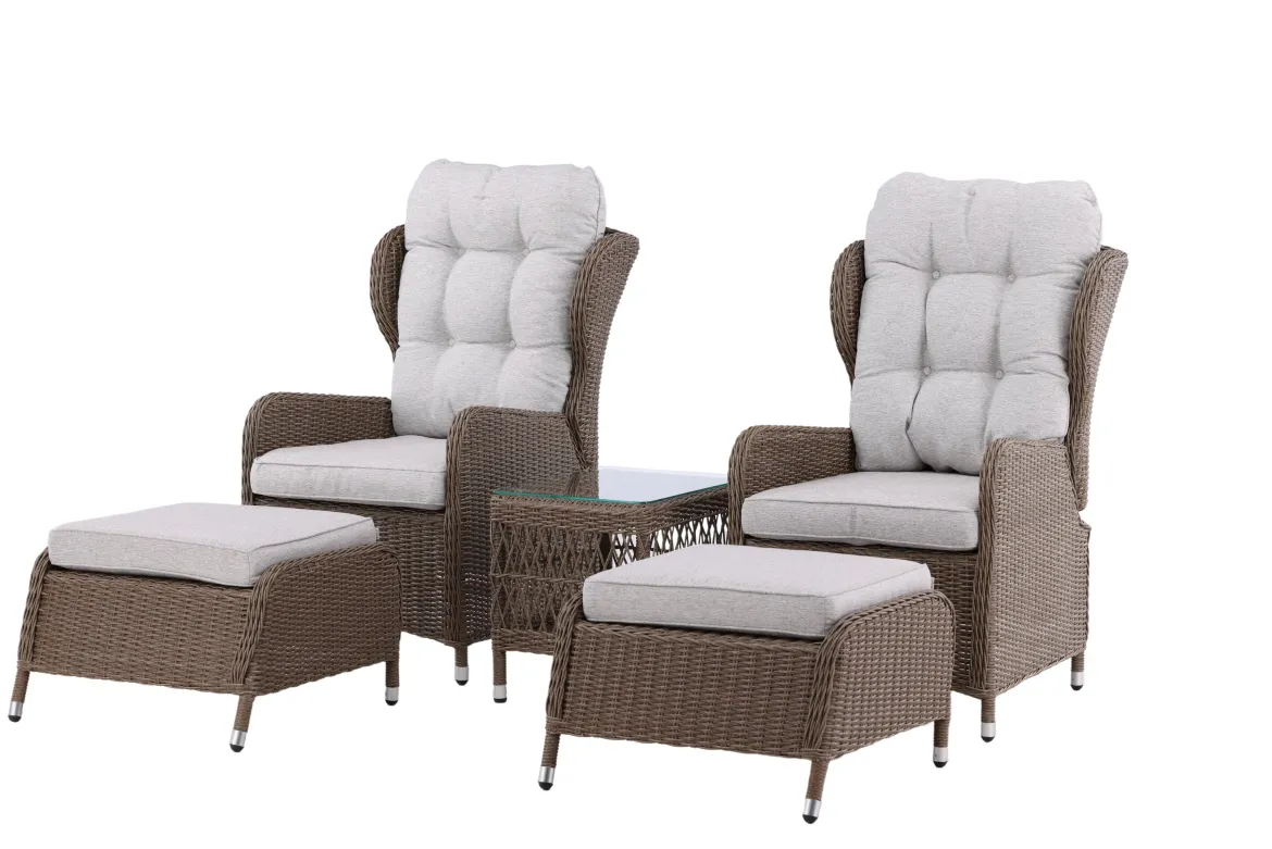 Garten Loungeset Lenox - in Natur mit verstellbarer Rückenlehne