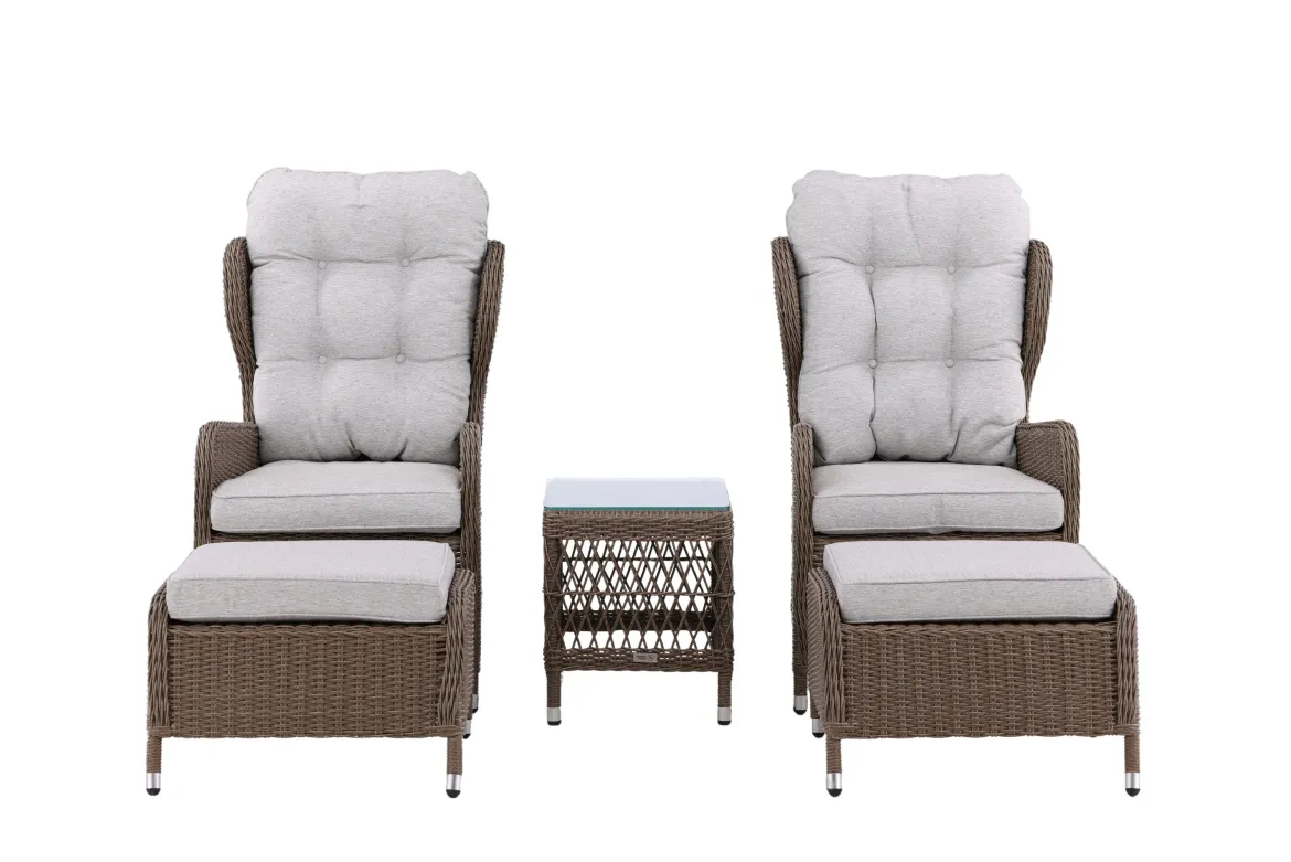 Garten Loungeset Lenox - in Natur mit verstellbarer Rückenlehne