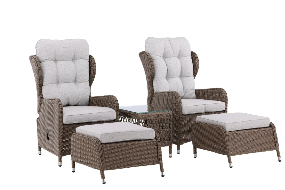 Garten Loungeset Lenox - in Natur mit verstellbarer Rückenlehne