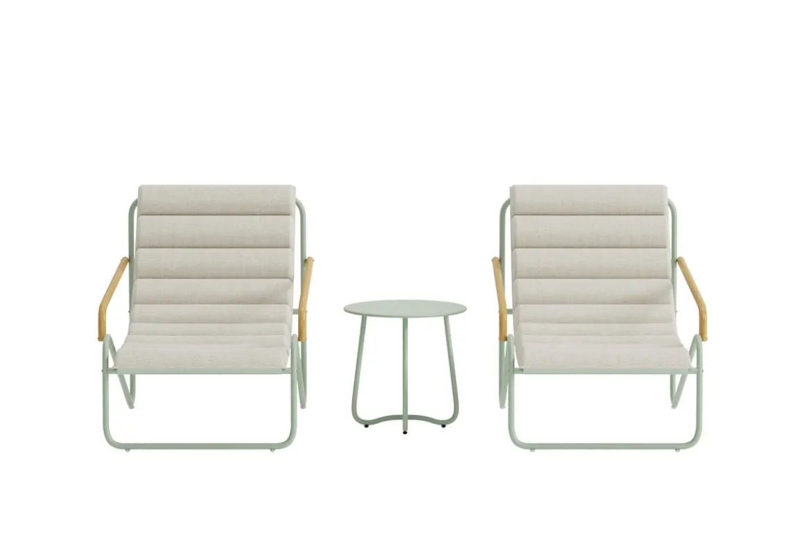 Garten Loungeset Levara – 3-teiliges Set mit rundem Tisch und Stühlen aus Stahl
