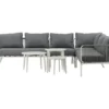 Garten Loungeset Lexy - aus weißem Stahl mit grauen Kissen