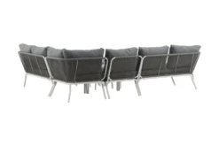 Garten Loungeset Lexy - aus weißem Stahl mit grauen Kissen