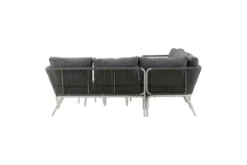 Garten Loungeset Lexy - aus weißem Stahl mit grauen Kissen