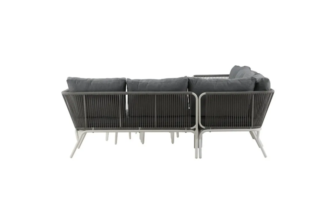 Garten Loungeset Lexy - aus weißem Stahl mit grauen Kissen