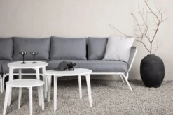 Garten Loungeset Lexy - aus weißem Stahl mit grauen Kissen