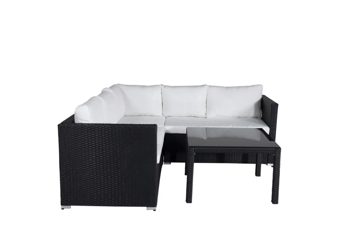 Garten Loungeset Liana – mit schwarzem Geflecht & weißen Kissen