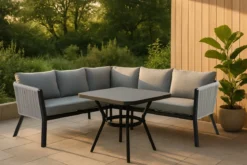 Garten Loungeset Lindsay - Wahlweise in Schwarz/Grau oder Weiß/Grau