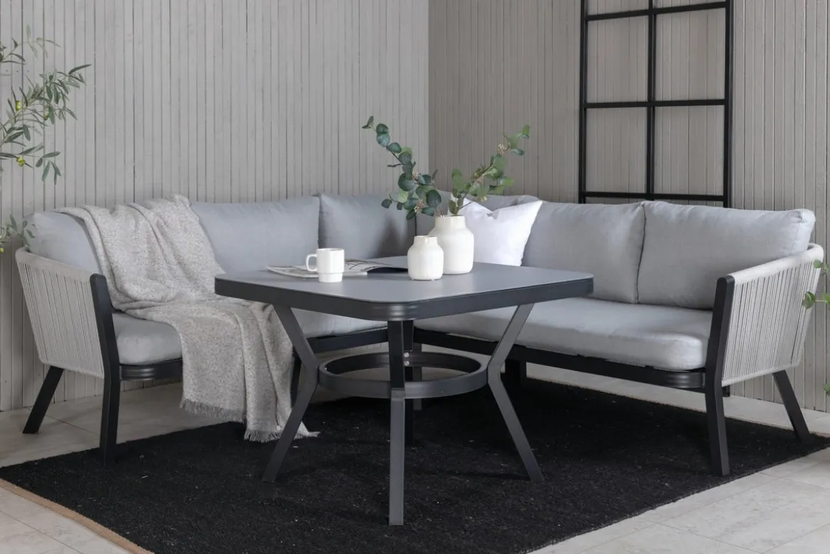 Garten Loungeset Lindsay - Wahlweise in Schwarz/Grau oder Weiß/Grau
