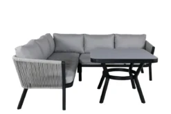 Garten Loungeset Lindsay - Wahlweise in Schwarz/Grau oder Weiß/Grau