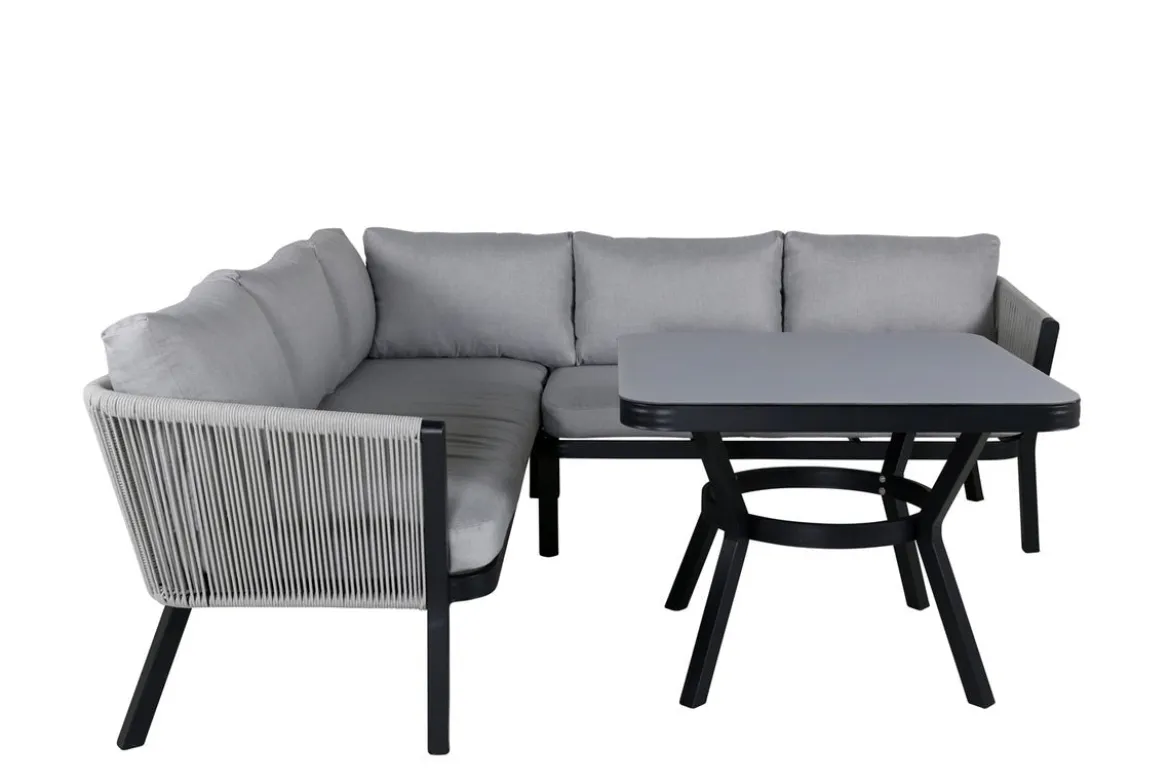 Garten Loungeset Lindsay - Wahlweise in Schwarz/Grau oder Weiß/Grau