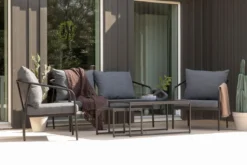 Garten Loungeset Living - aus schwarzem Stahlgestell