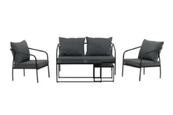 Garten Loungeset Living - aus schwarzem Stahlgestell