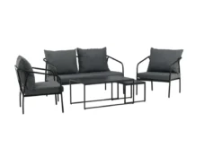 Garten Loungeset Living - aus schwarzem Stahlgestell