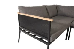 Garten Loungeset Luana – in Weiß & Schwarz mit Teak-Tisch & Polstern