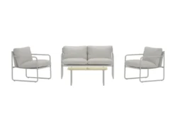 Garten Loungeset Marento – 4-teiliges Set mit grauem Stahlgestell