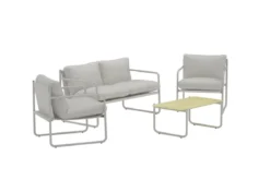 Garten Loungeset Marento – 4-teiliges Set mit grauem Stahlgestell