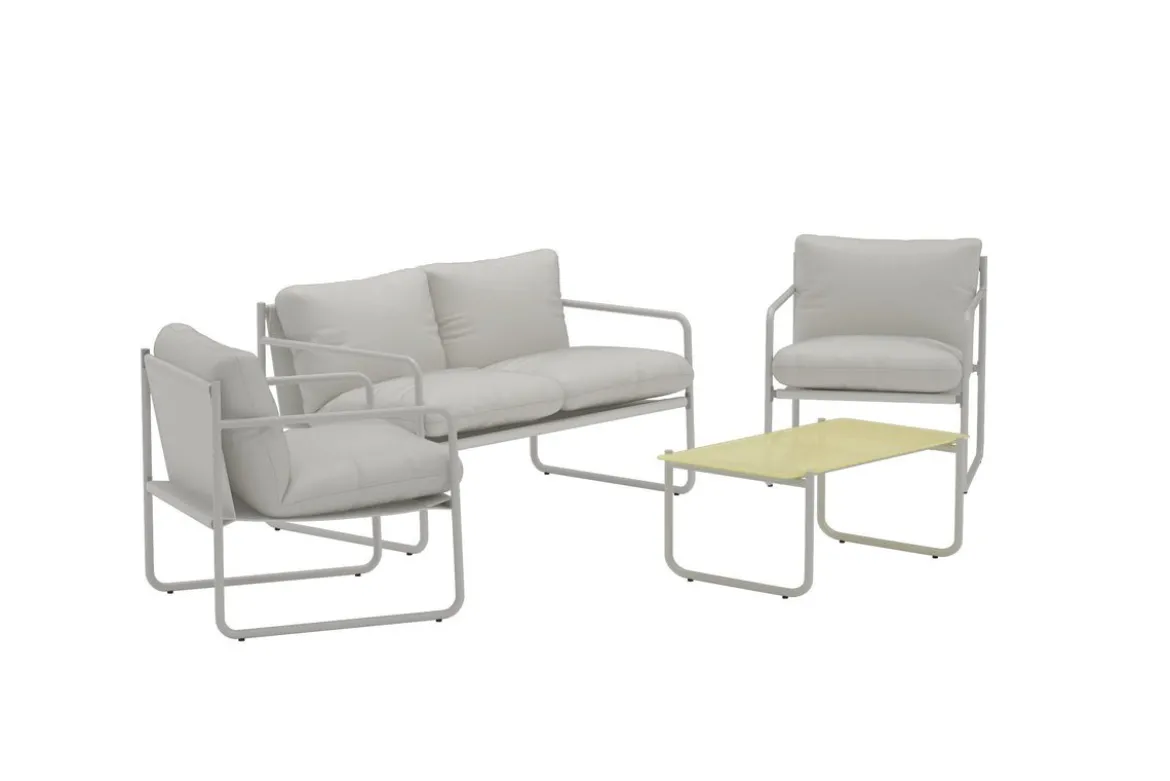 Garten Loungeset Marento – 4-teiliges Set mit grauem Stahlgestell