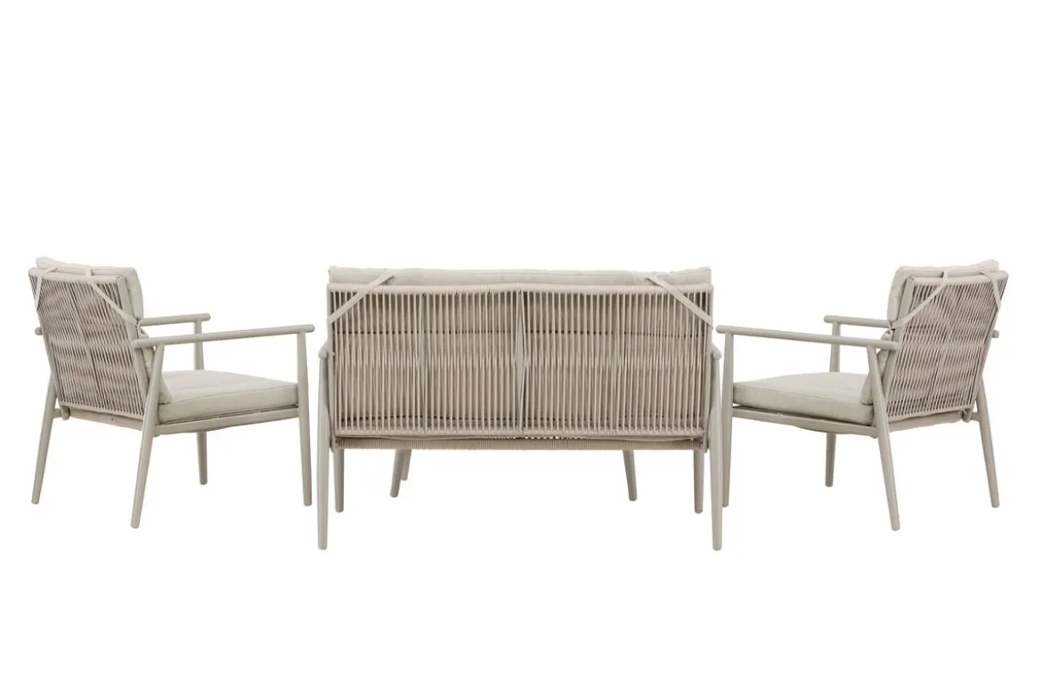 Garten Loungeset Marlen – in Grün & Beige mit Sofa, Sesseln & Tisch