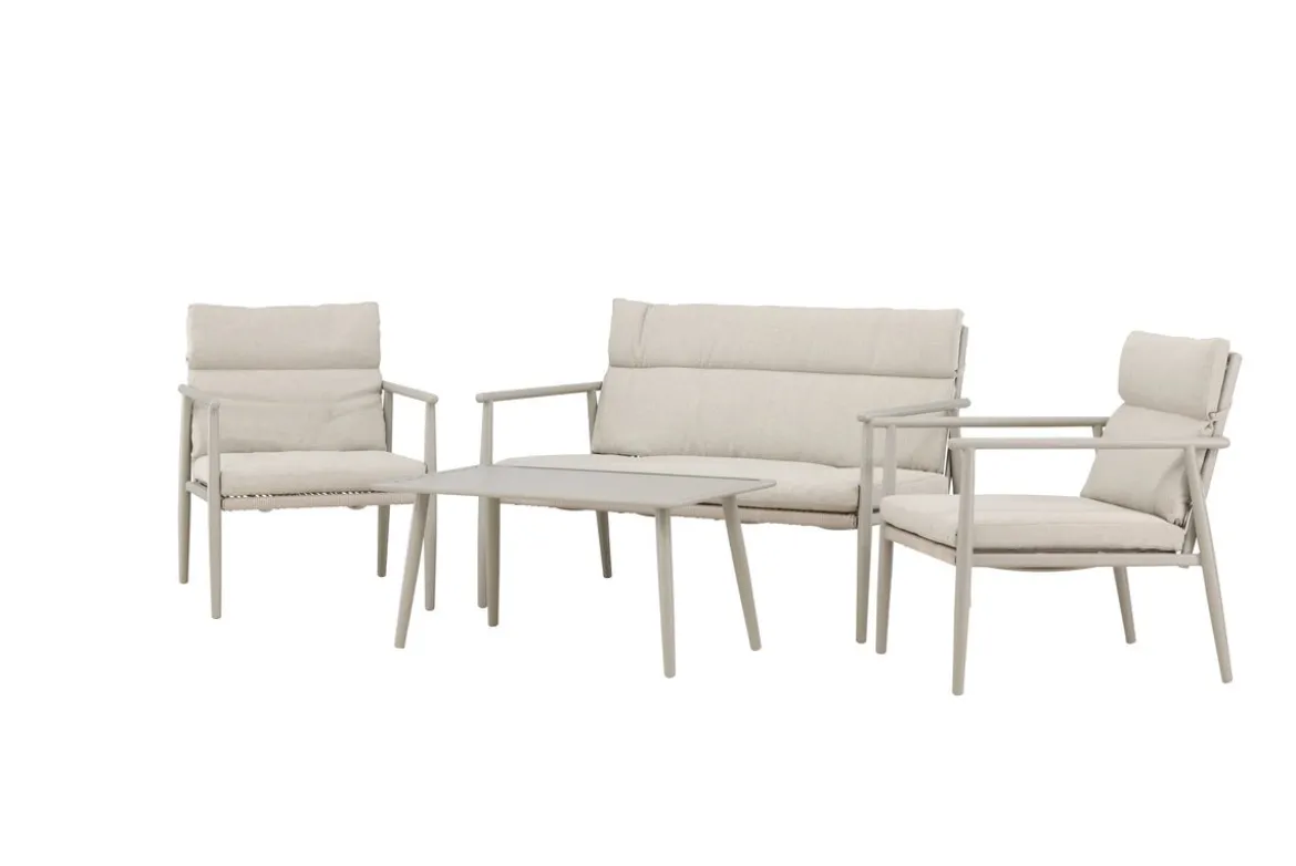 Garten Loungeset Marlen – in Grün & Beige mit Sofa, Sesseln & Tisch