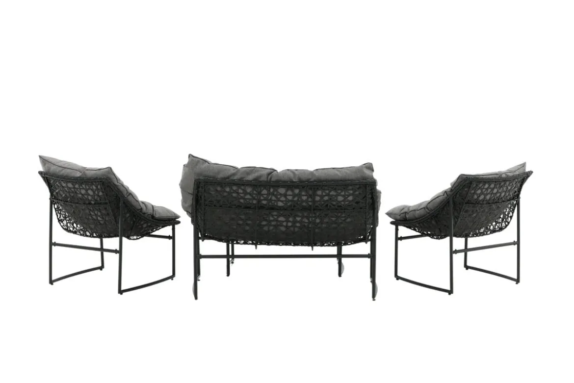 Garten Loungeset Marvella – 4-teiliges Outdoor-Sofa-Set in Schwarz mit Polstern